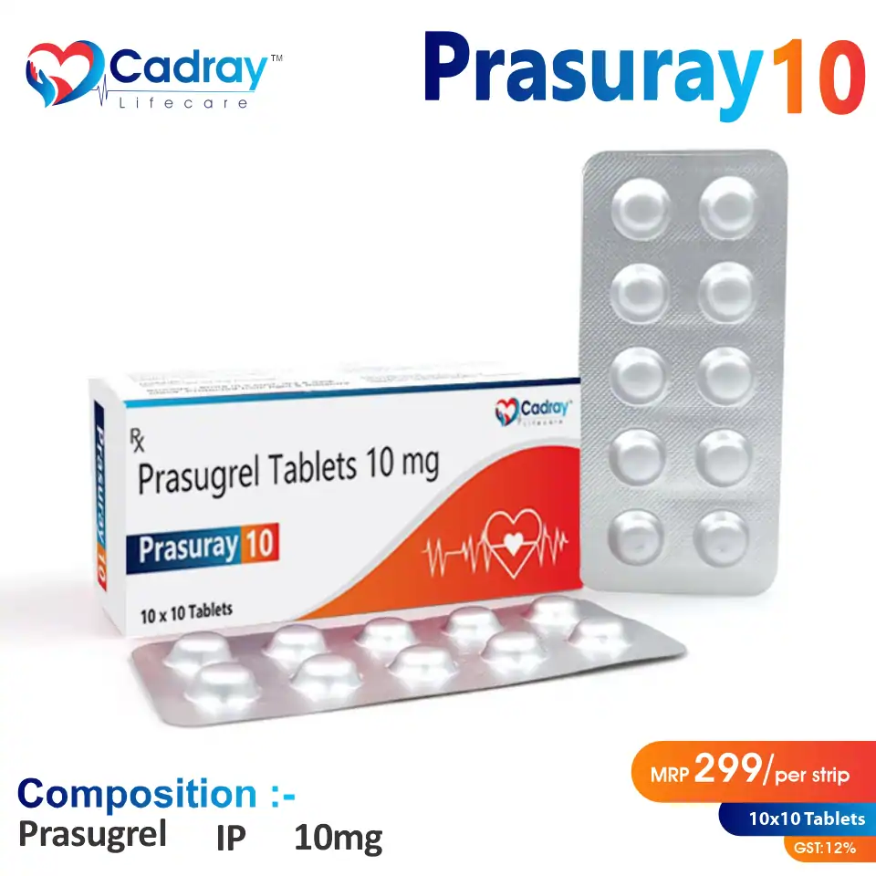 Prasugrel 10mg Tablet | Cardiovascular Care | Best price for PCD Pharma Franchise in Ahmedabad